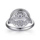 White Sterling Silver Blue Enamel Signet Ring Ring Size 6.5 15 = 0.06T