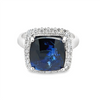 White 18 Karat Cushion Sapphire & Diamond Halo Ring Estate Jewelry Siz