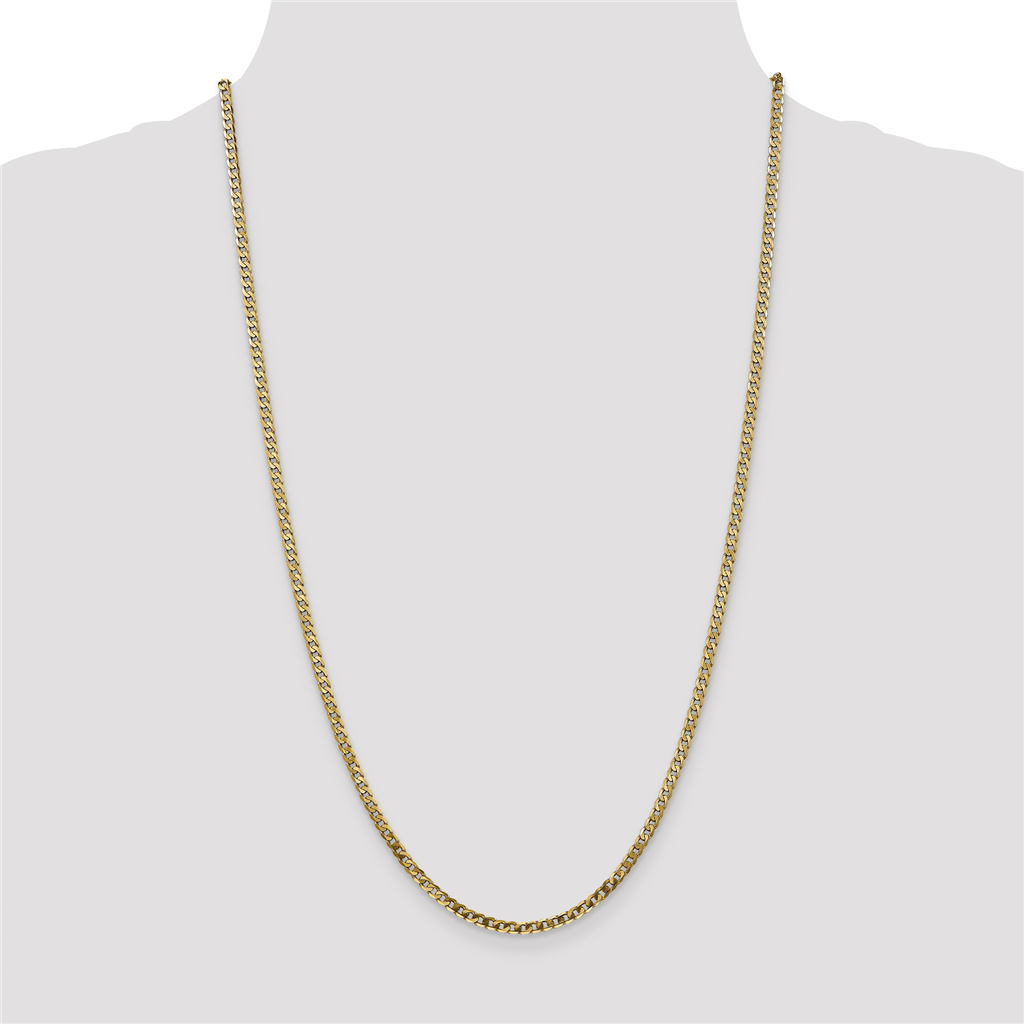 14 Karat Yellow Gold 20 inch 2.9mm Flat Beveled Curb with Lobster Clasp Chain