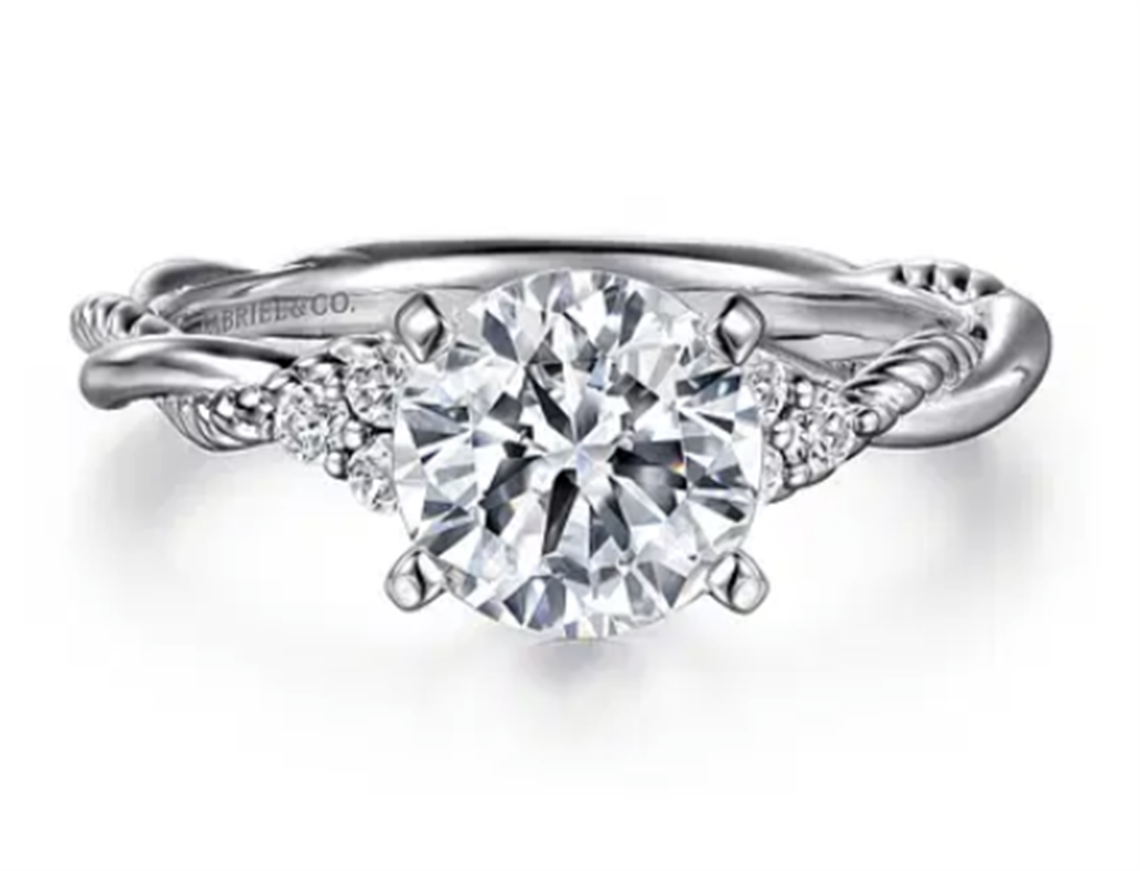 Gabriel & Co Twisted Rope Diamond Cluster Engagement Ring Mounting