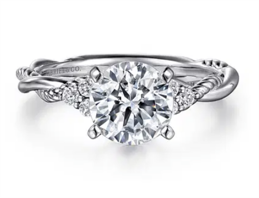 Gabriel & Co Twisted Rope Diamond Cluster Engagement Ring Mounting