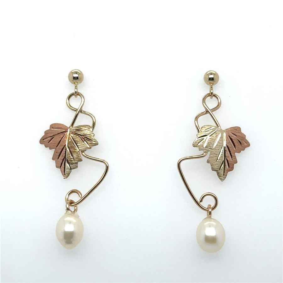 Tri-Color 10 Karat Polished/Diamond Cut Black Hills Gold Post Dangle E