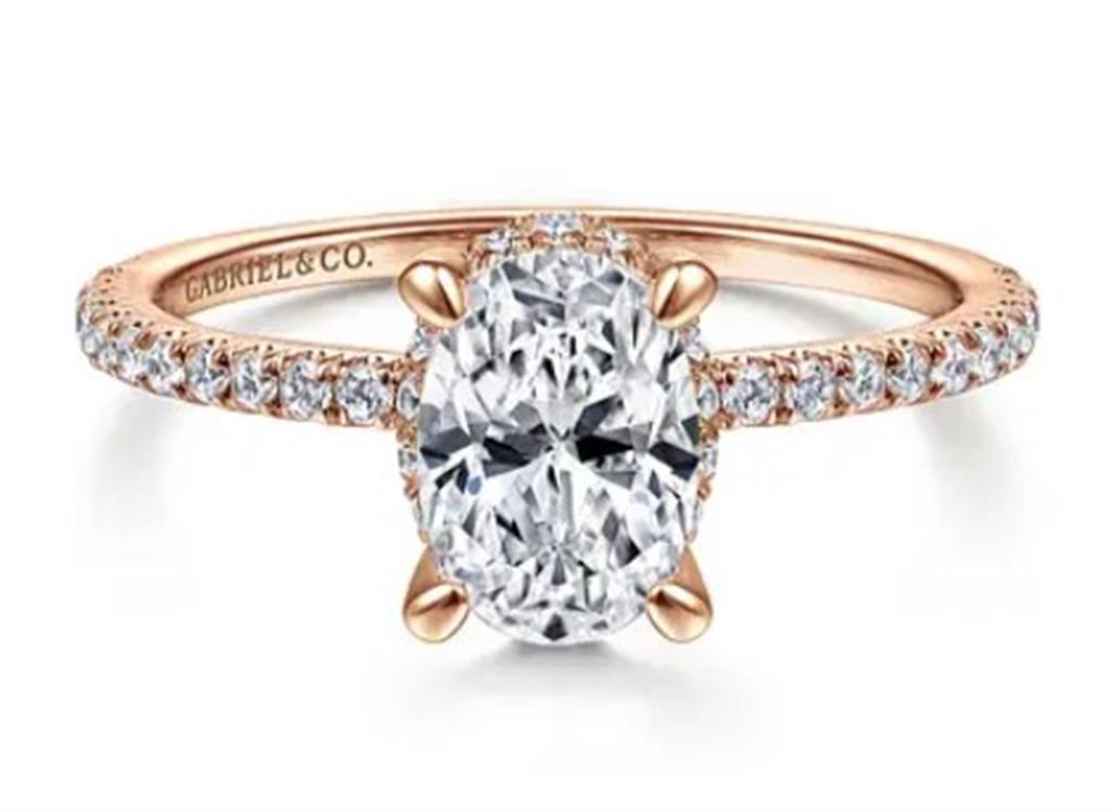 Gabriel & Co Lady's Straight Diamond Hidden Halo Engagement Ring Mounting