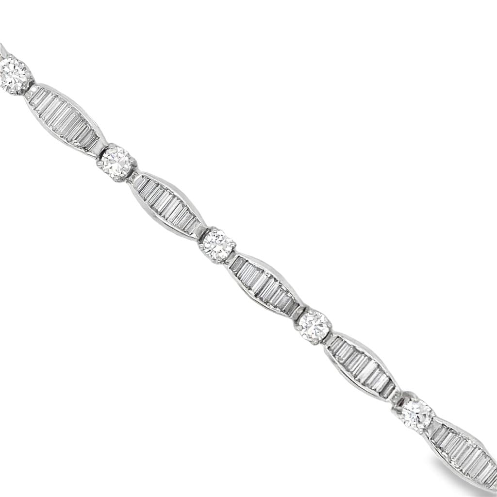 Baguette and Round Diamond Tennis Bracelet