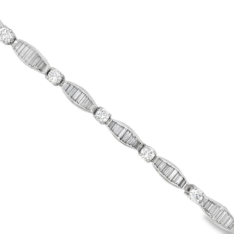 Baguette and Round Diamond Tennis Bracelet