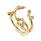 Yellow 14 Karat Leaf Style Ring Enhancer Ring Wrap/Guard Size 6.5 Mfg