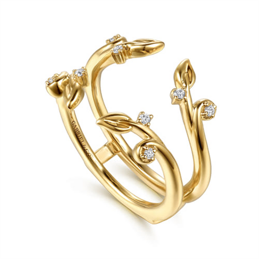 Yellow 14 Karat Leaf Style Ring Enhancer Ring Wrap/Guard Size 6.5 Mfg