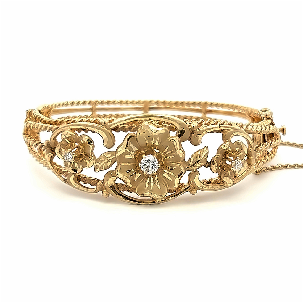 Estate Diamond Flower Bangle