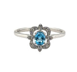 Blue Topaz 14 Karat White Fashion Ring