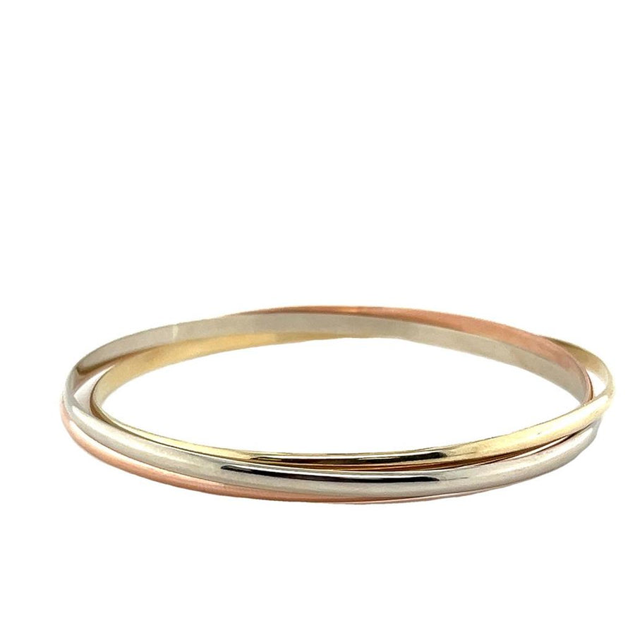 Tri-color 14 Karat Interlocking Bangle Bracelets