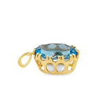 Yellow 14 Karat Swiss Blue Topaz Drop Pendant Estate Jewelry With One