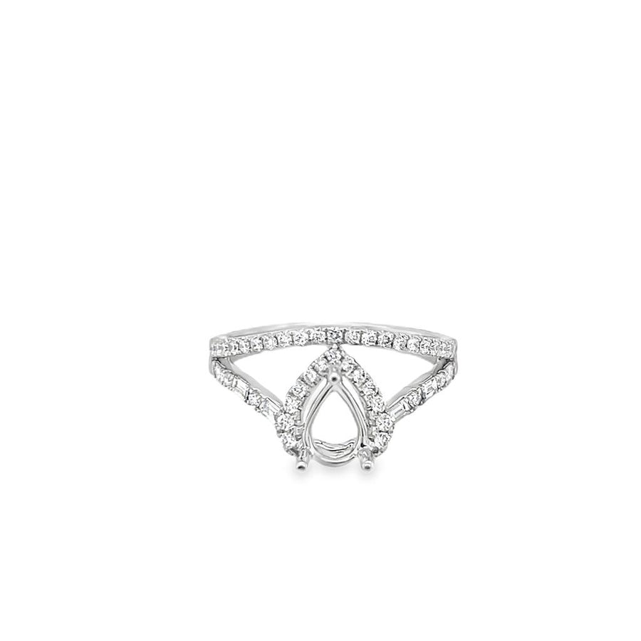 Lady's White 18 Karat Split Shank 2/3 Halo Ring Size 6.25 48 = 0.41tw