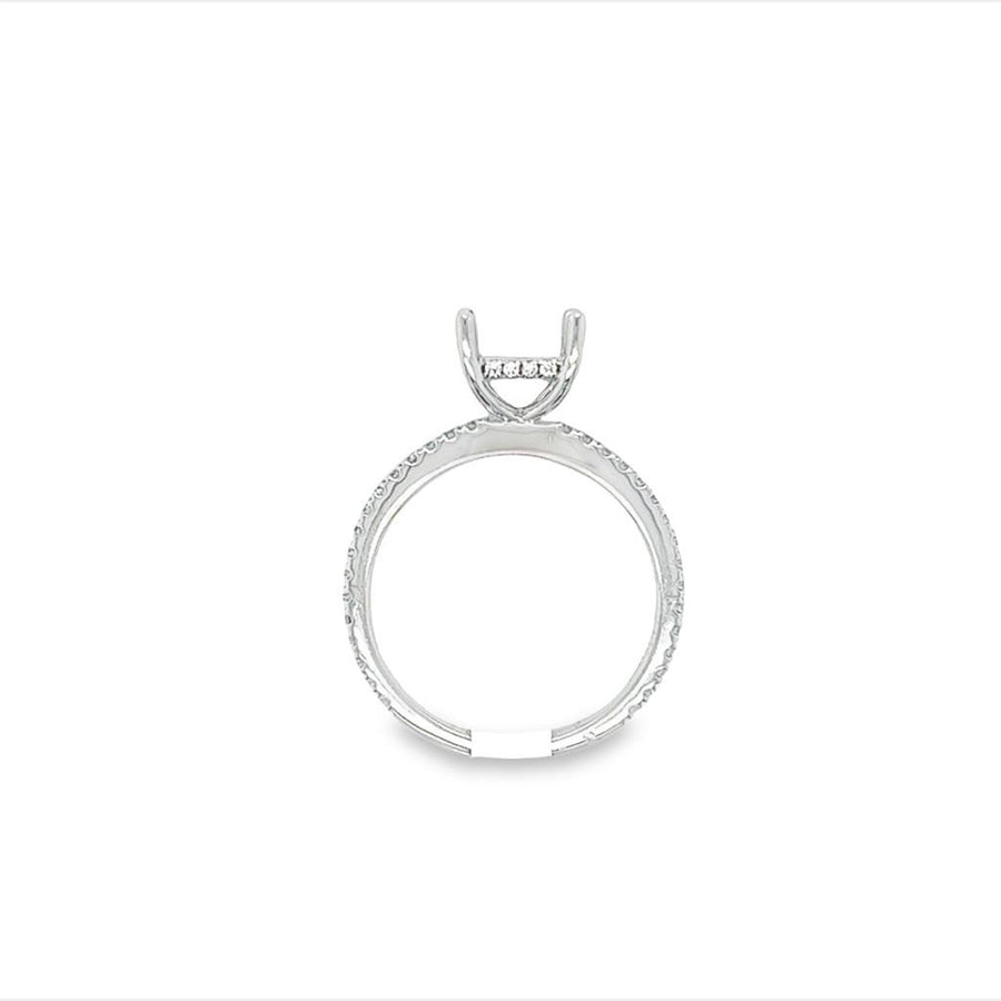 Lady's White 18 Karat Cushion Hidden Halo Ring