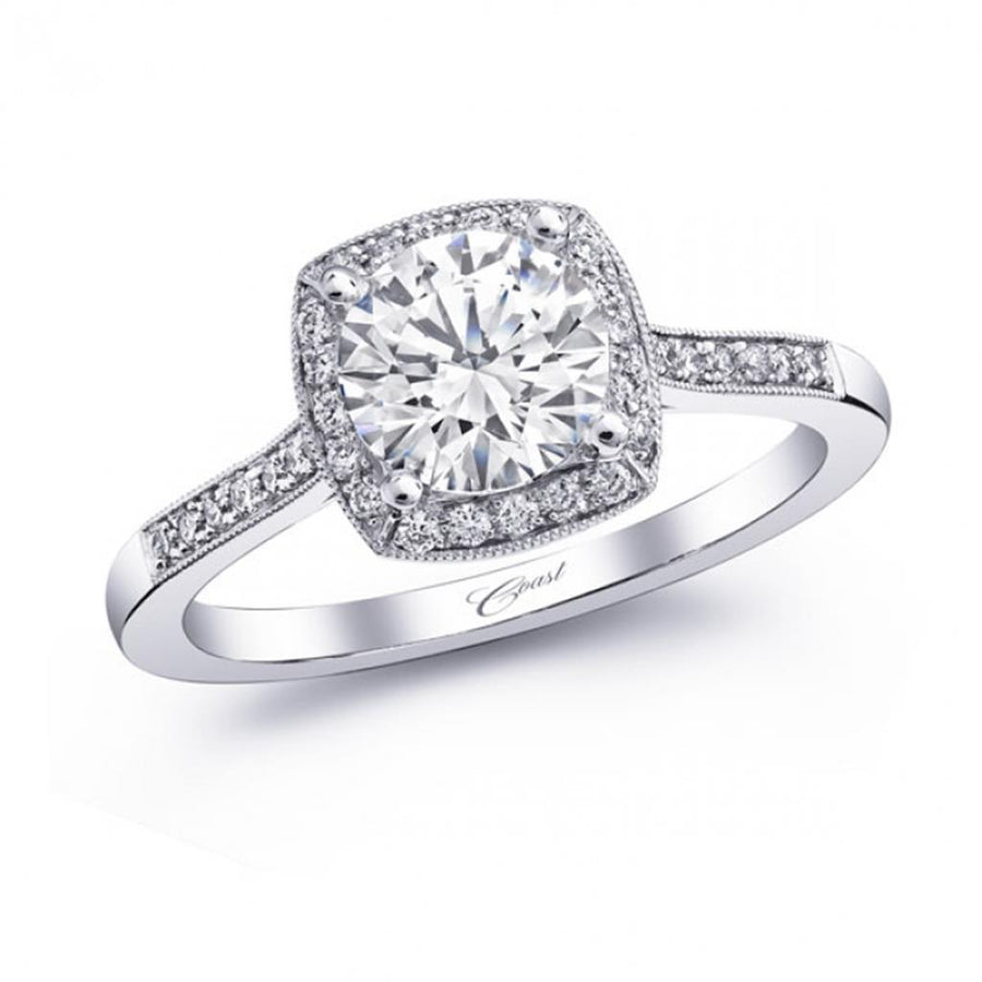 Coast Diamond Cushion Shaped Diamond Halo Engagement Ring Mounting