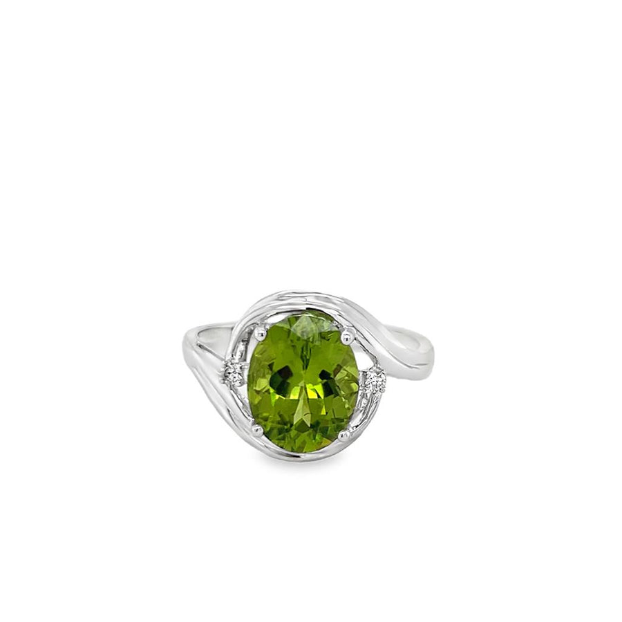 Peridot 14 Karat White Fashion Ring