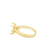 Lady's Yellow 18 Karat Accented Cathedral Solitaire Ring Size 6.75 2 =
