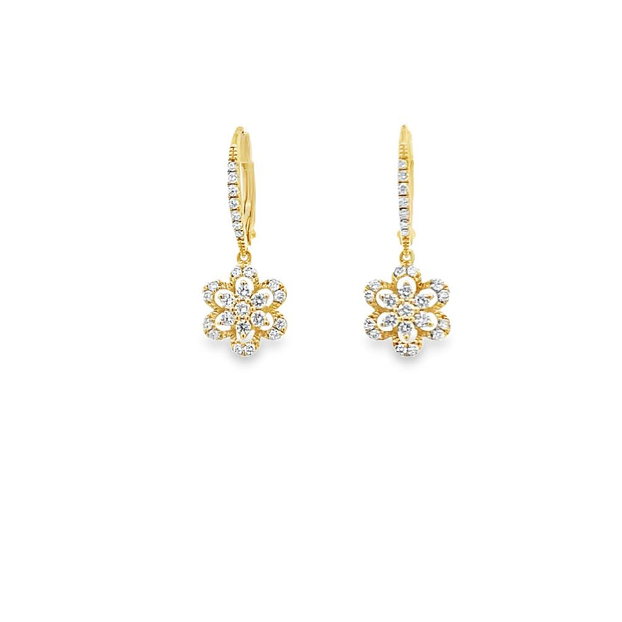 Lady's Yellow Polished 18 Karat Drop Earrings