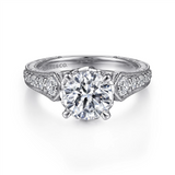 Gabriel & Co. Emmie - Vintage Inspired 14K White Gold Round Diamond Engagement Ring