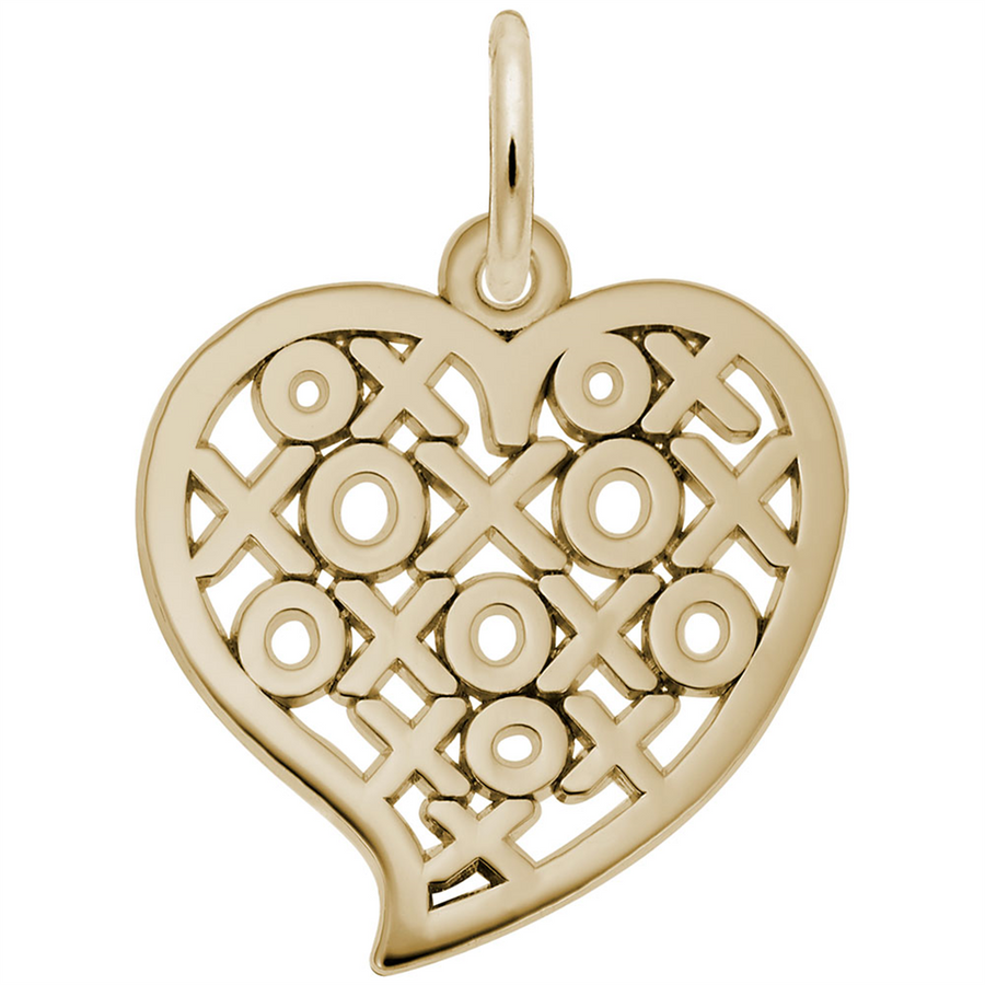 Rembrandt Charms Hugs & Kisses Heart Charm 14k Gold