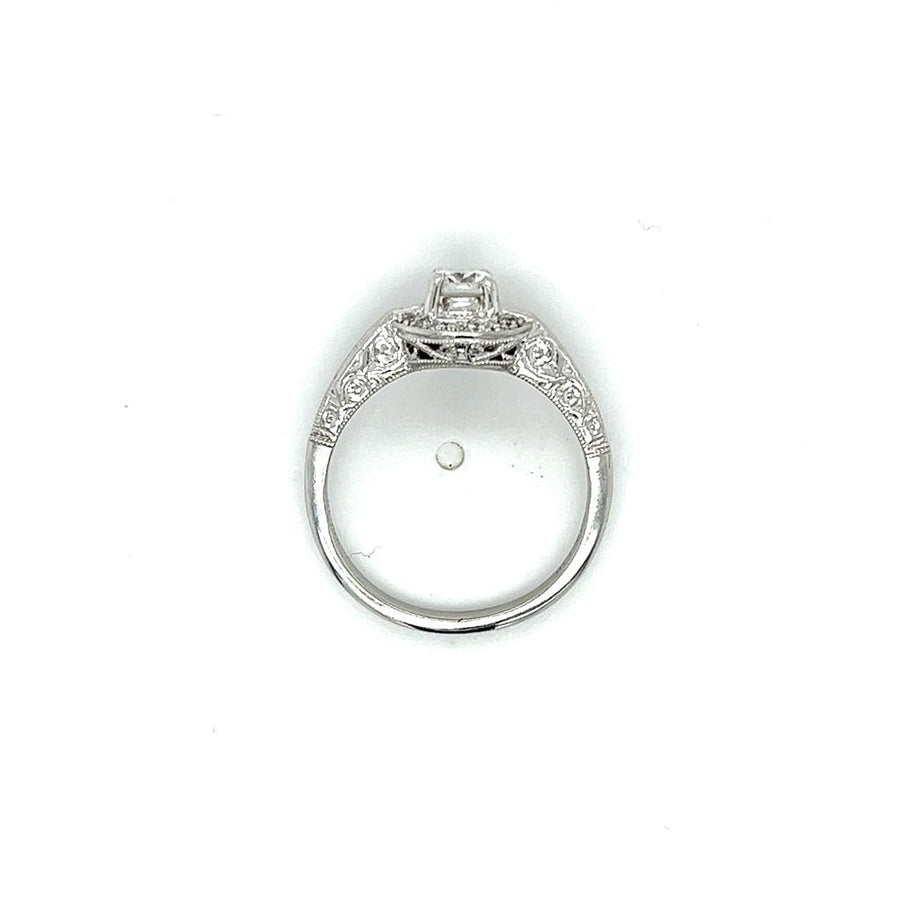 White 18 Karat Vintage style halo Ring