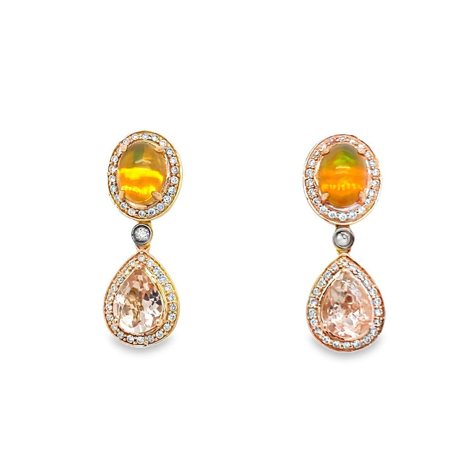 LeVian Opal and Morganite Diamond Earrings