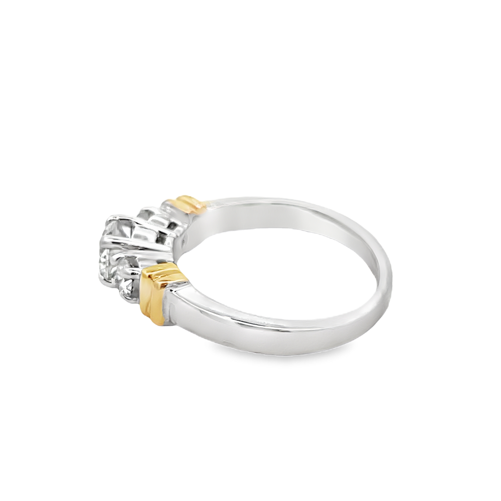 3 Stones Two Tone Engagement Ring