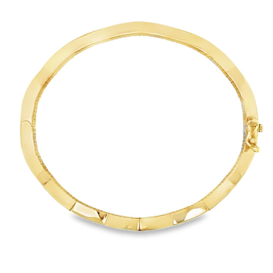 Yellow 14 Karat Zig Zag Hinge Bangle Bracelet Length 7 Gram Weight: 8.