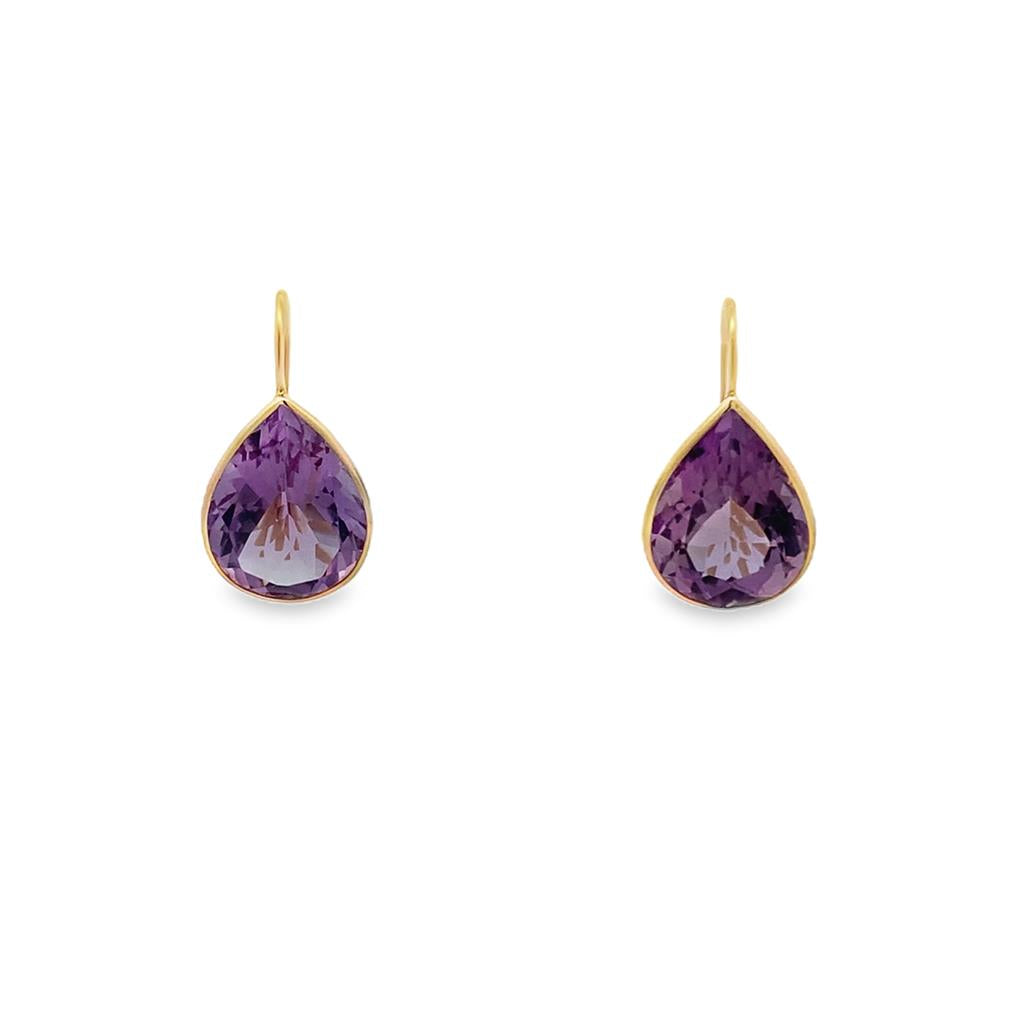 Estate Pear Shape Amethyst Drop Earrings