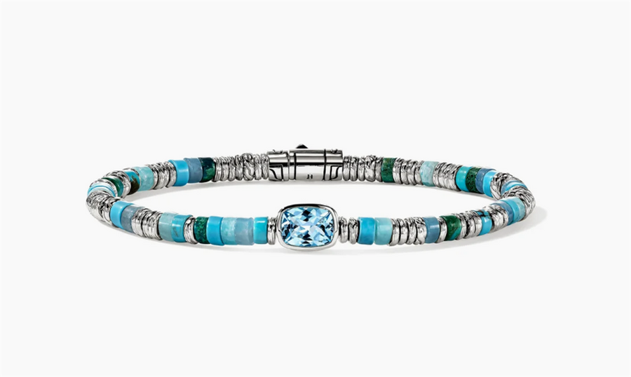 White Sterling Silver 8X6mm Cushion Treated Swiss Blue Topaz, And 4mm