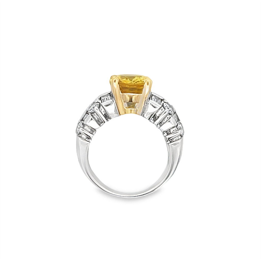 Estate Two-Tone Oval Yellow Sapphire Ring