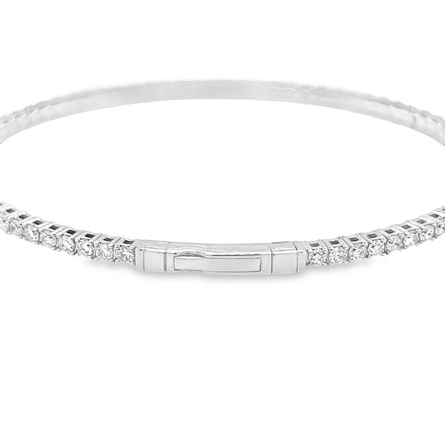 White Gold Flexible Diamond Tennis Bangle Bracelet