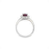 Estate Cranberry Sapphire and Diamond Halo Ring