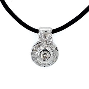 Estate Bezel Diamond Pendant On Leather Cord