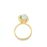 Yellow 14 Karat Freeform Pearl Ring Estate Jewelry Size 7.75 one = 11.