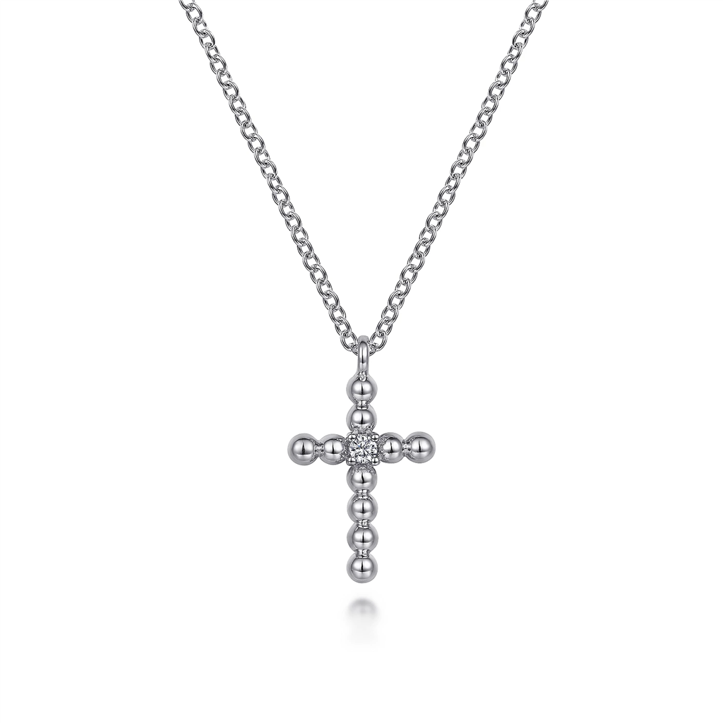 Gabriel & Co. Fashion 925 Sterling Silver Diamond Cross Pendant Necklace