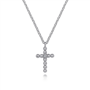 Gabriel & Co. Fashion 925 Sterling Silver Diamond Cross Pendant Necklace