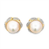 Estate 14mm Mabe Pearl & Diamond Earrings