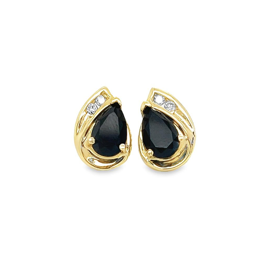 Yellow 10 Karat Onyx Stud Earrings