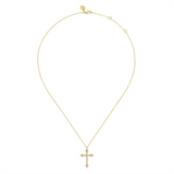 Lady's Yellow 14 Karat Cross Necklace Length 17.5 With 25 = 0.24Twt Ro