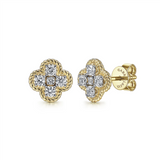 Gabriel & Co. Fashion 14K Yellow Gold Twisted Rope Diamond Stud Earrings