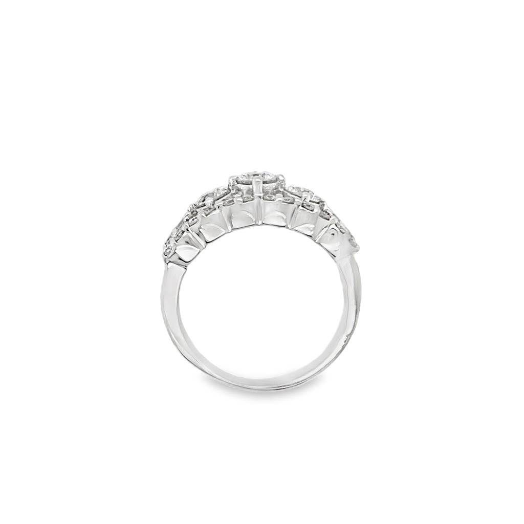 Estate Three Stone Diamond Wide Band Engagement Ring