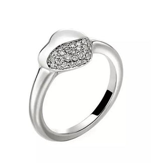 John Hardy Pebble Sterling Silver Diamond Pave Heart Ring