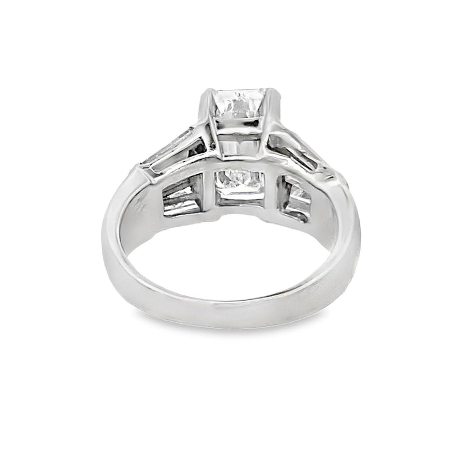 Emerald Cut Diamond and Baguette Engagement Ring