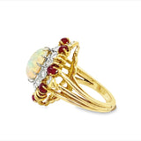 Estate Opal Ruby and Diamond Ring