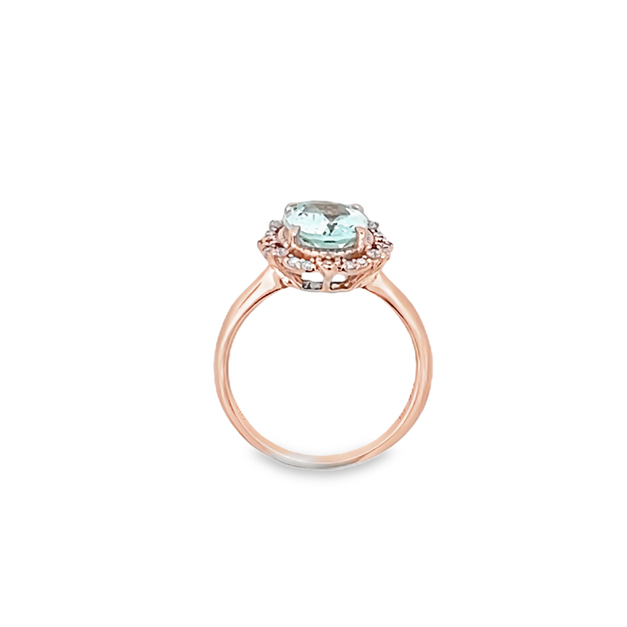 Estate Oval Aquamarine & Diamond Ring