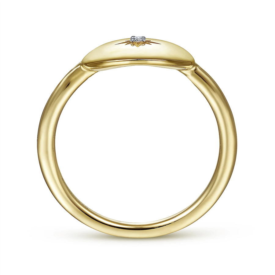 Gabriel & Co. Fashion 14K Yellow Gold Oval Medallion Ring with Diamond Star Center