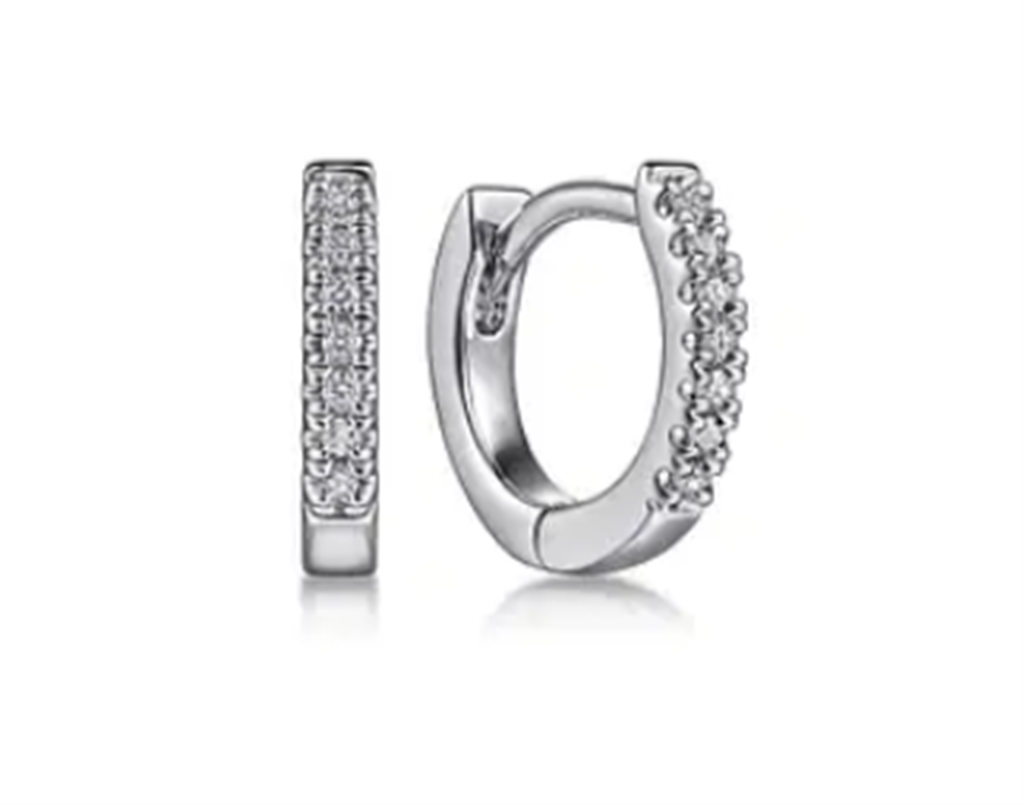 Gabriel & Co Lady's Diamond Huggie Hoop Earrings