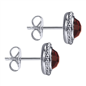 Gabriel & Co. Fashion 925 Sterling Silver Garnet Stud Earrings