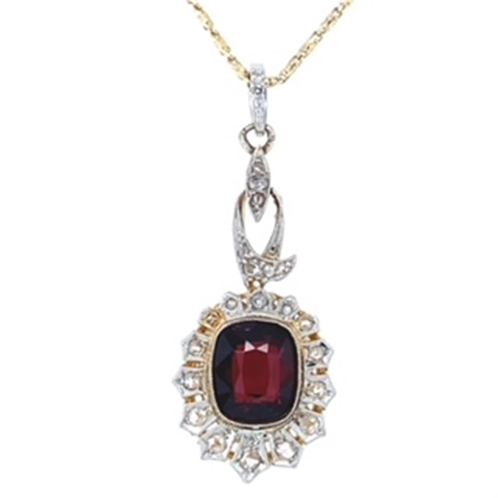 Estate Garnet and Diamond Necklace