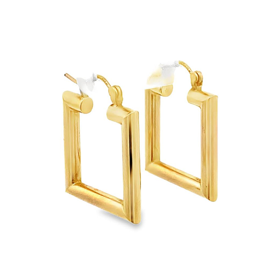 Yellow 14 Karat 23.40X18.80mm Square Hoop Earrings Estate Jewelry Gram